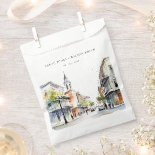 Sacolinha Casamento Chic New Orleans Louisiana Watercolor