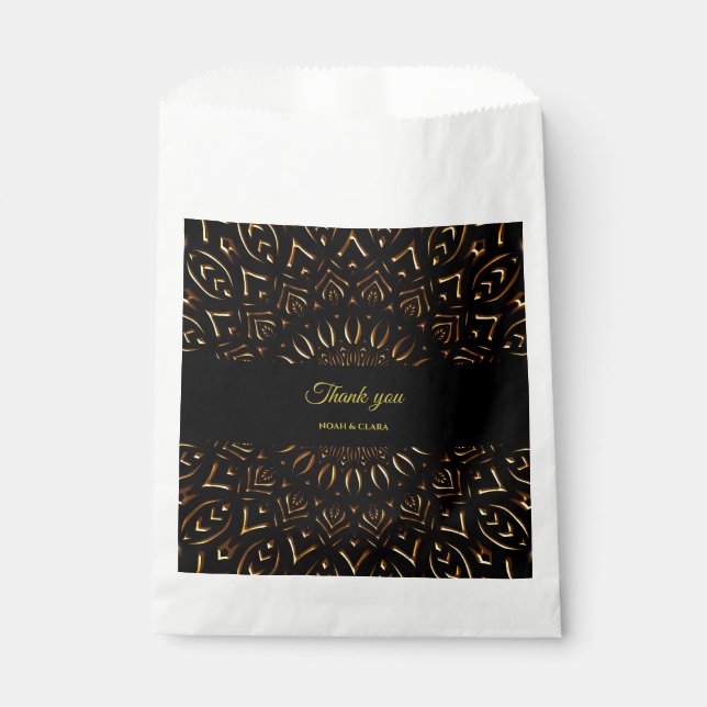 Sacolinha Casamento clássico de luxo elegante com mandala tr (Frente)