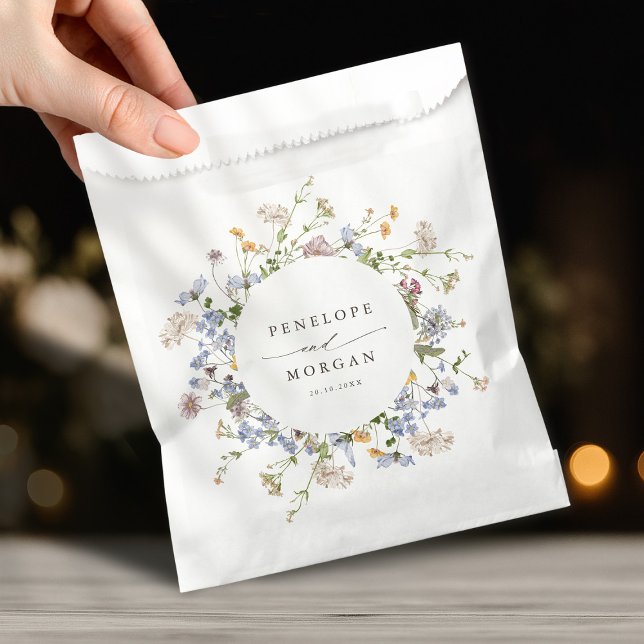 Sacolinha Casamento Colorido de Primavera Wildflower Meadow  (Colorful Spring Wildflower Meadow Garden Wedding Favor Bag)