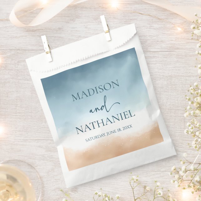 Sacolinha Casamento com areia de praia do Oceano Azul Elegan (Cortado)