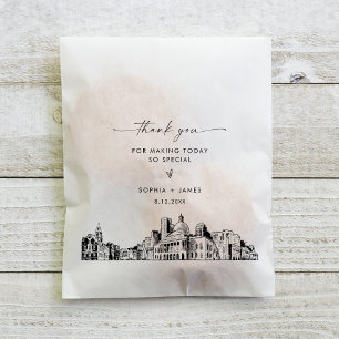 Sacolinha Casamento com Boston Skyline Obrigado A Bolsas Fav