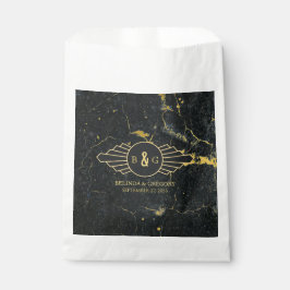 Sacolinha Casamento com Deco de Arte Marble Dourada Preta