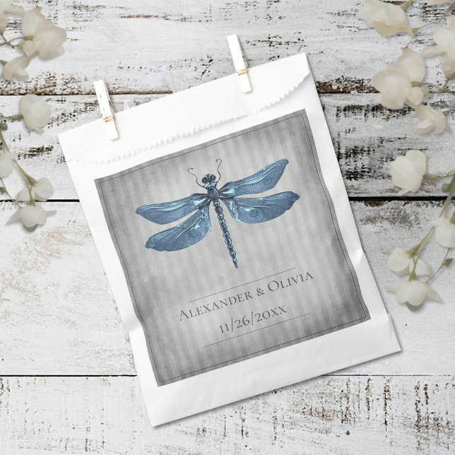 Sacolinha Casamento com Dragonfly Azul (Blue Jeweled Dragonfly Wedding Favor Bags)