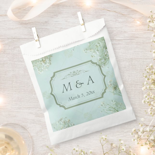 Sacolinha Casamento com Flores Brancas Pastel (Cortado)