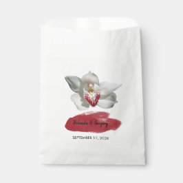 Sacolinha Casamento com Orquídea Branca de Borgonha