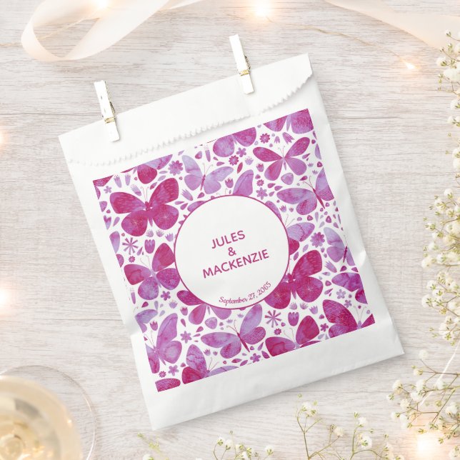 Sacolinha Casamento Cor-de-Água Rosa-Rosa-Borboleta (Cortado)