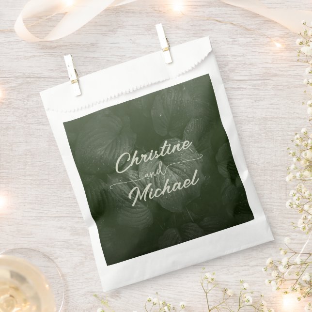 Sacolinha Casamento da primavera elegante de folha verde (Cortado)