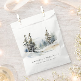 Sacolinha Casamento de Aquarela de Pinheiros de Inverno