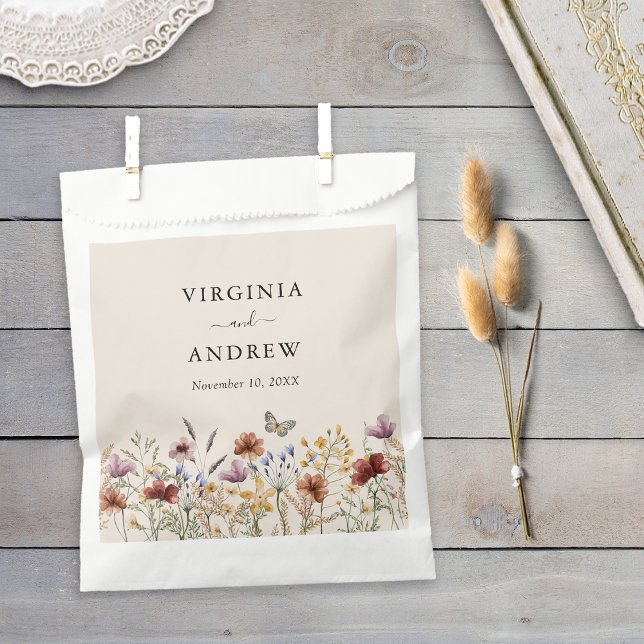 Sacolinha Casamento de Boho Flor Silvestre (Boho Wildflower Wedding Favor Bag
)