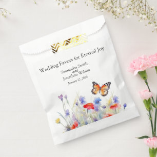 Sacolinha Casamento de borboletas minimalistas e flores silv