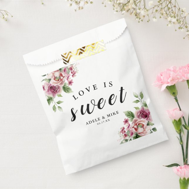 Sacolinha Casamento de Buquê Rosa Rosa Rosa Elegante (Selado)