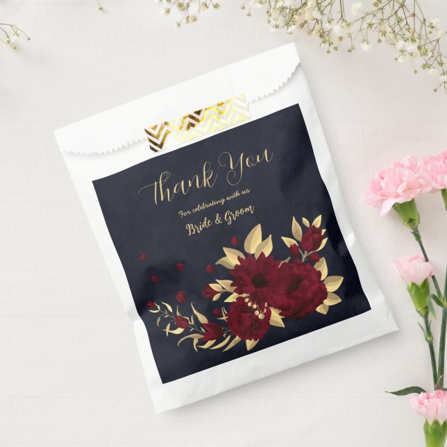 Sacolinha Casamento de Chic Burgundy e marinho de ouro (Selado)