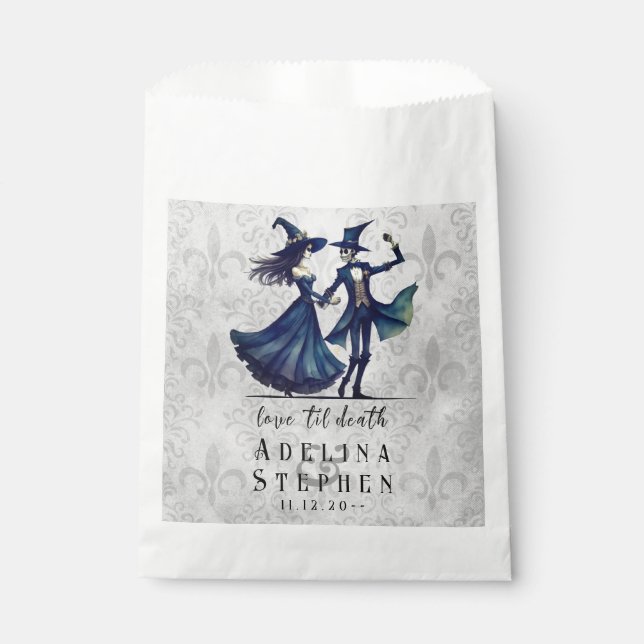 Sacolinha Casamento de Código QR de Halloween de Monograma S (Frente)