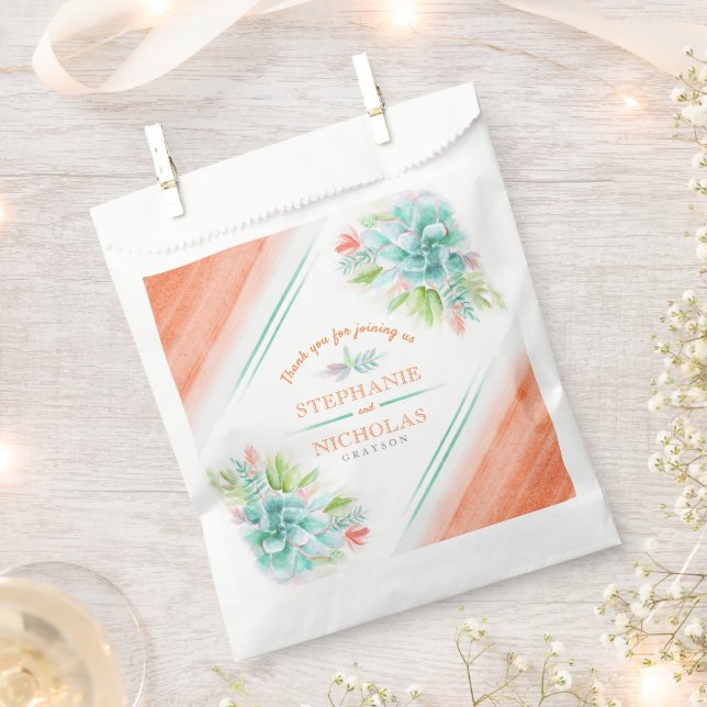 Sacolinha Casamento de cor aquosa verde-laranja (Cortado)