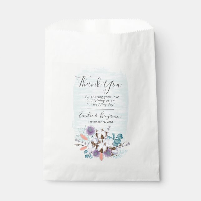 Sacolinha Casamento de Cotton Boll no País Sul Obrigado (Frente)