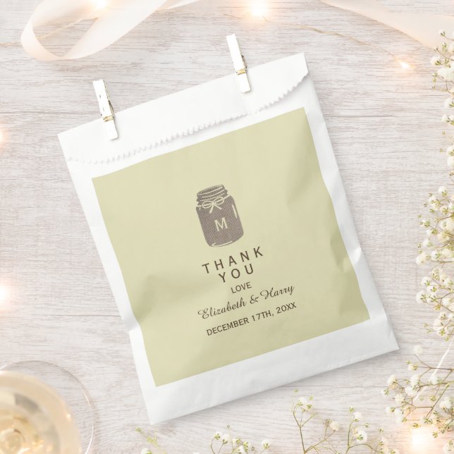 Sacolinha Casamento de Country Burlap Mason Jar (Cortado)