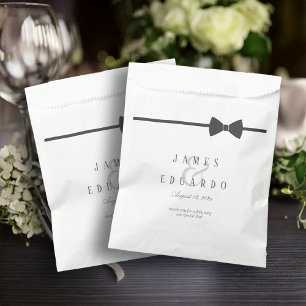 Sacolinha Casamento de empate preto personalizado Obrigado I