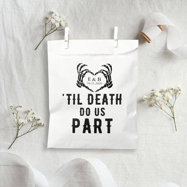 Sacolinha Casamento de Esqueleto Gótico de Til Personalizado (Personalized Til Death Gothic Skeleton Wedding Favor Bag
)