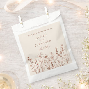 Sacolinha Casamento de Flor Selvagem de Laranja Queimada de 