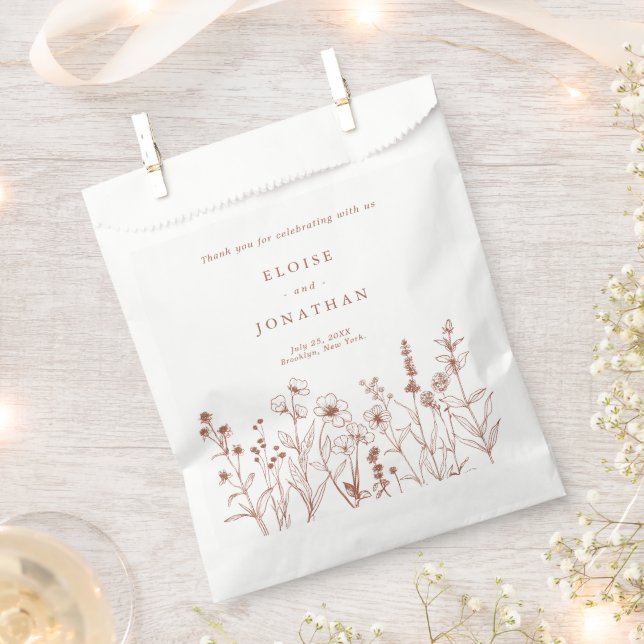 Sacolinha Casamento de Flor Selvagem de Laranja Queimada de  (Cortado)