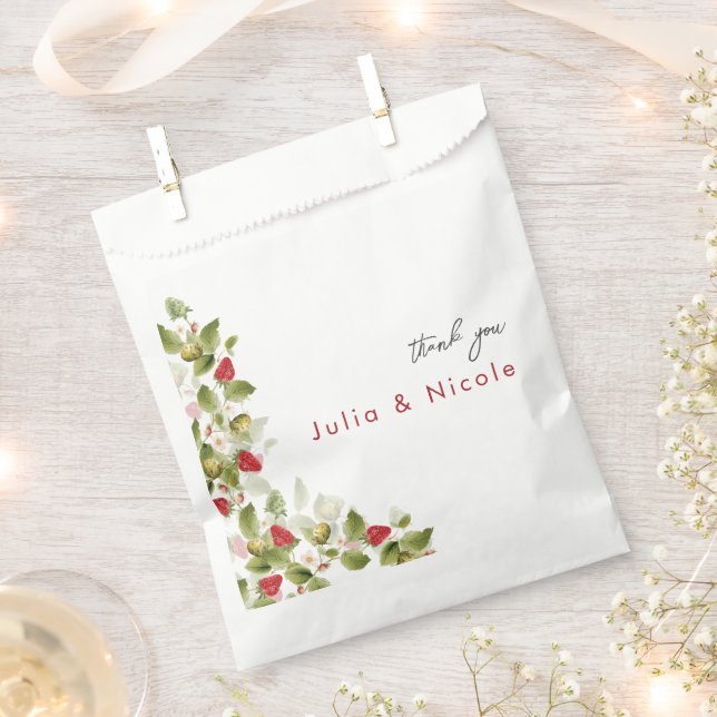 Sacolinha Casamento de Flores de Morango Selvagens Vermelhas (Cortado)