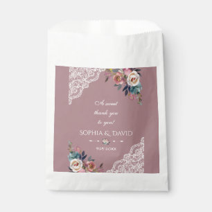 Sacolinha Casamento de Flores de Rosa com Poeira Azul Românt