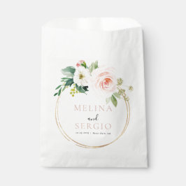 Sacolinha Casamento de Flores Elegantes Geométricas Douradas