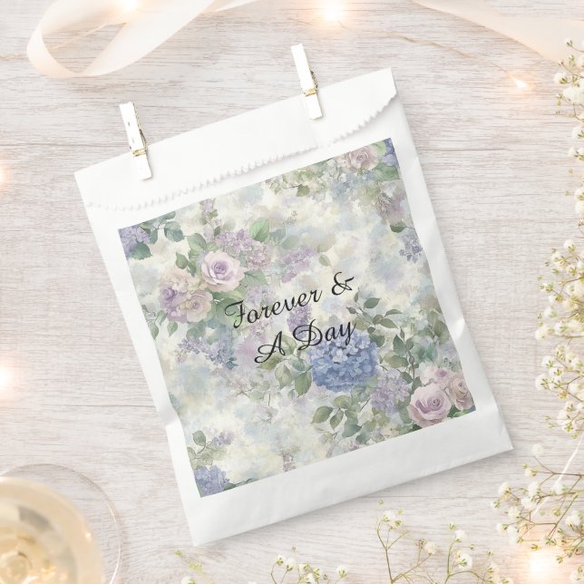Sacolinha Casamento de Flores Rosa Roxo Romântico (Cortado)
