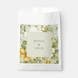 Sacolinha Casamento de flores verdes e beges macios