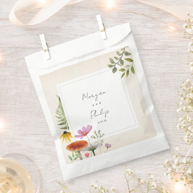 Sacolinha Casamento de Floresta Botânica em Napkins (Cortado)