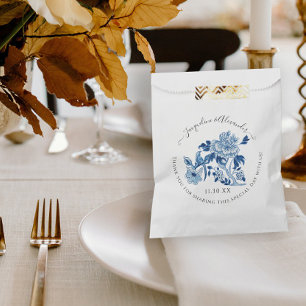 Sacolinha Casamento de Folhagem de Aves da Chinoiserie Blue