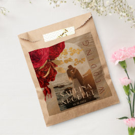 Sacolinha Casamento de Foto do Burgundy Floral Wreath