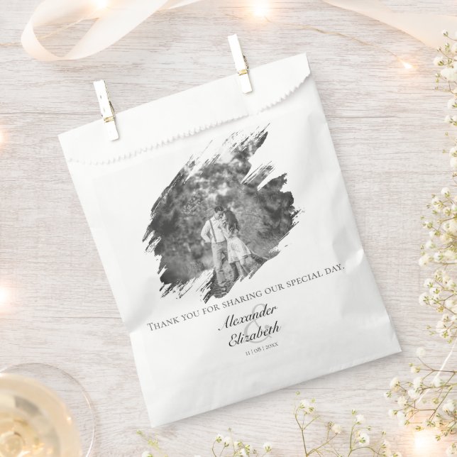 Sacolinha Casamento de Foto Moderno Brushaft | Branca (Cortado)