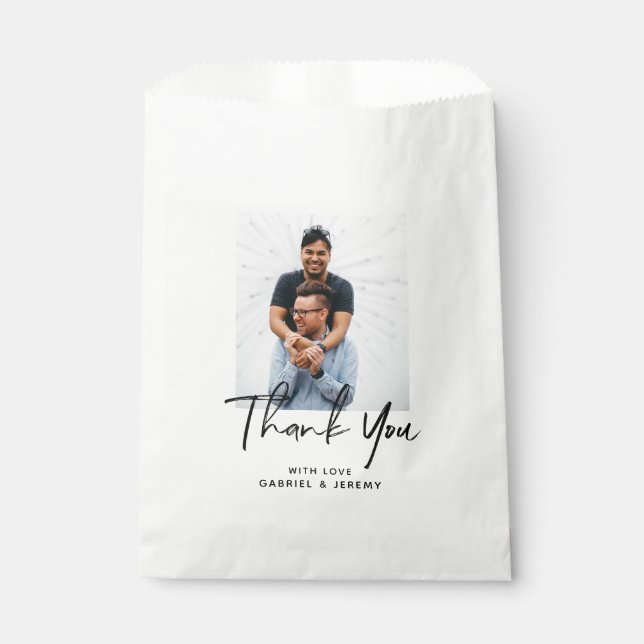 Sacolinha Casamento de Fotografias Personalizadas de Script  (Frente)