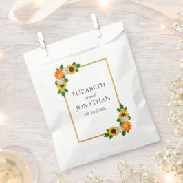 Sacolinha Casamento de Frame Dourado Floral