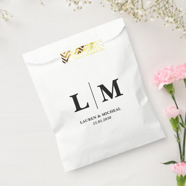 Sacolinha Casamento de Iniciais de Monograma Minimalista Per (Selado)