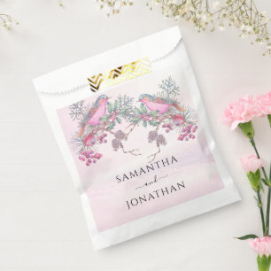 Sacolinha Casamento de Inverno com Aquarela de Pinhas, Pássa