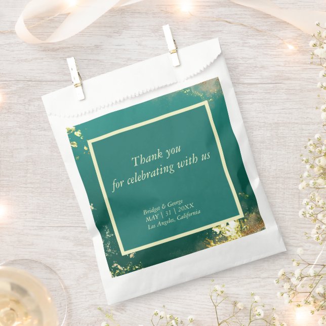 Sacolinha Casamento de joias de ouro verde-esmeralda (Cortado)