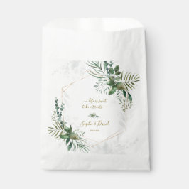 Sacolinha Casamento de Luxo com Rosê Dourado e Folhagem Geom