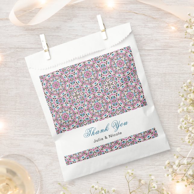 Sacolinha Casamento de Mandala Geométrico de Lattice em Marr (Cortado)