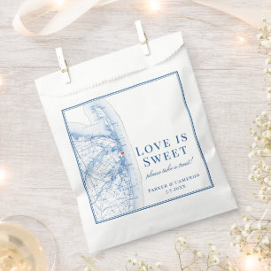 Sacolinha Casamento de Mapa Elegante de Sea Bright New Jerse