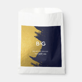 Sacolinha Casamento de Monograma Azul com Marinho Dourado Fa