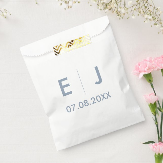 Sacolinha Casamento de Monograma Azul e Branco (Selado)