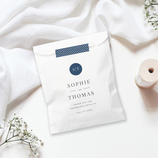 Sacolinha Casamento de Monograma Clássico de Cor Editável (Criador carregado)