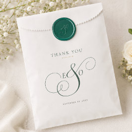 Sacolinha Casamento de Monograma Verde Esmeralda Elegante