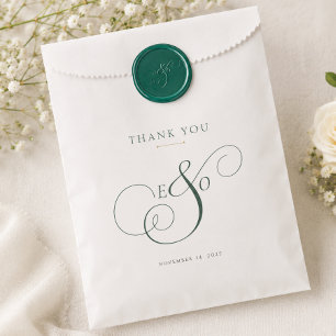 Sacolinha Casamento de Monograma Verde Esmeralda Elegante