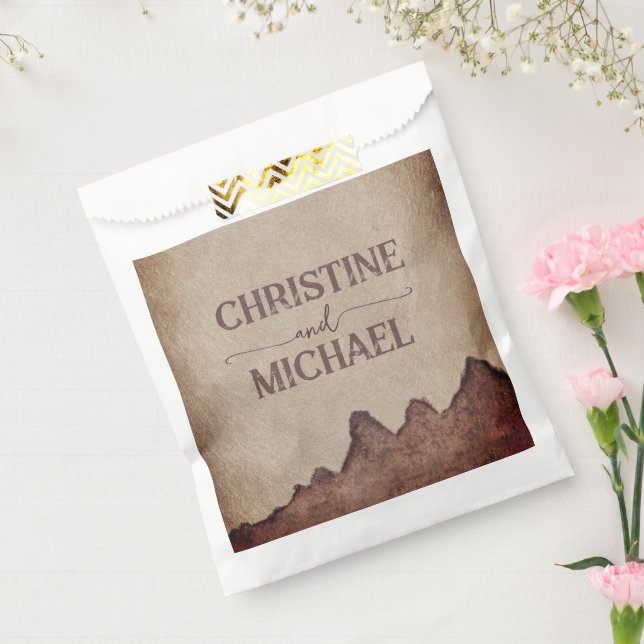 Sacolinha Casamento de montanhas castanhas com papel rústico (Selado)