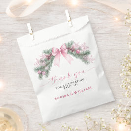 Sacolinha Casamento de Natal com Laço Rosa