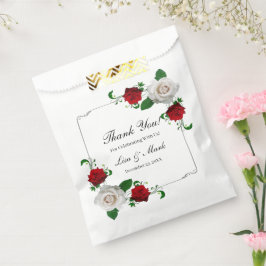 Sacolinha Casamento De Natal De Rosas Vermelhas E Brancas