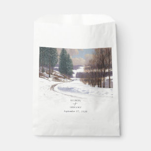 Sacolinha Casamento de Paisagem de Inverno de Aquarela